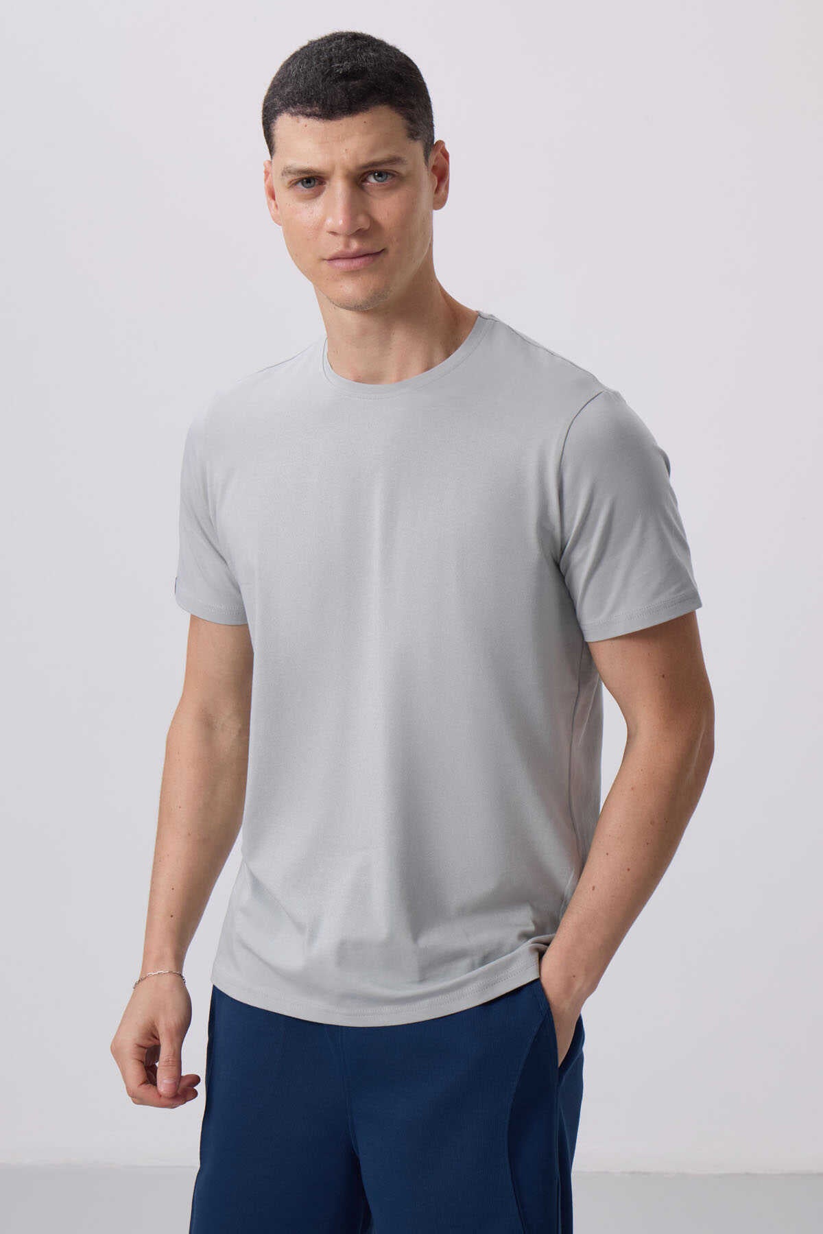 Tommylife Toptan Col O Standard Fit Basic Barbati T-Shirt 87911 Piatra