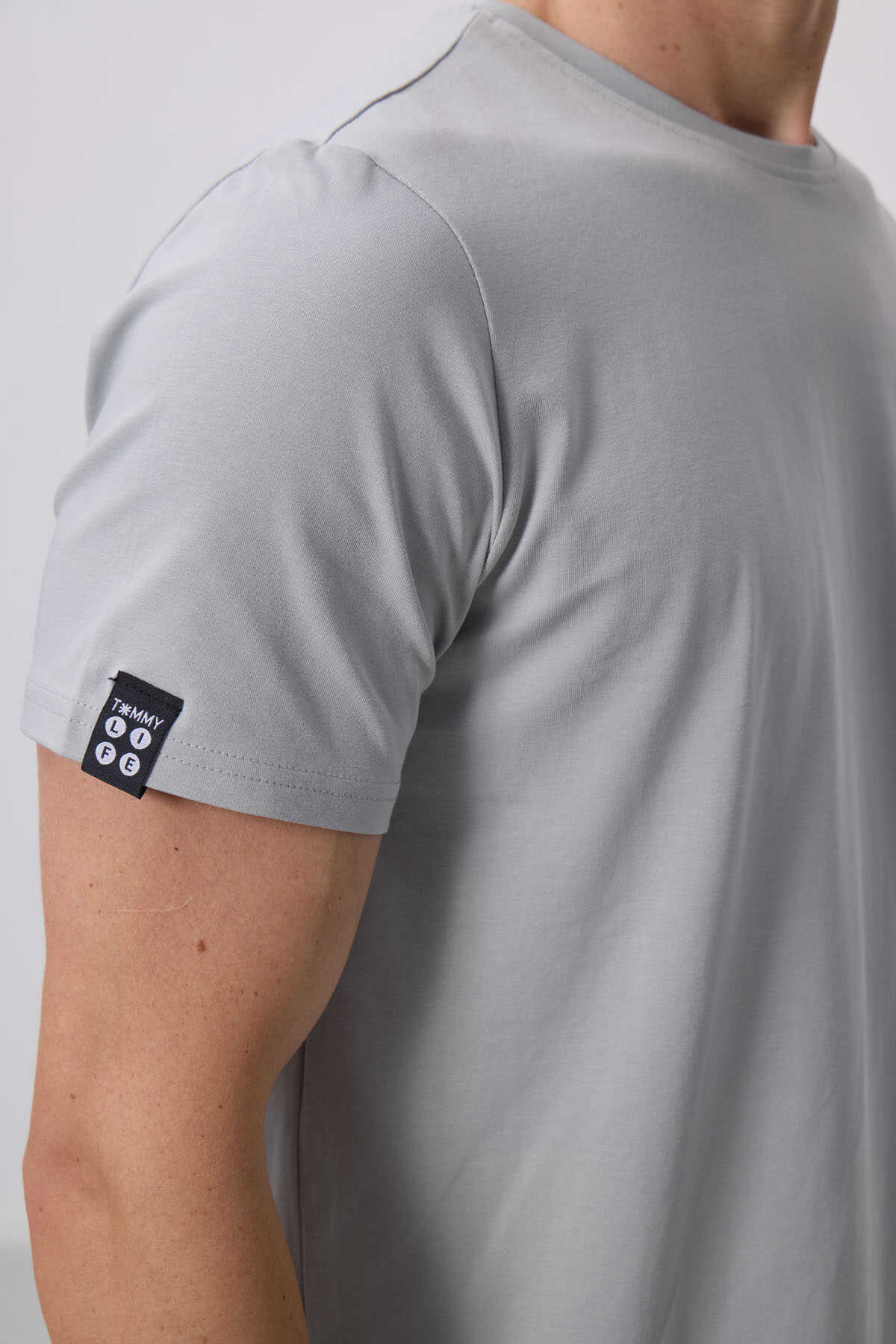 Tommylife Toptan Col O Standard Fit Basic Barbati T-Shirt 87911 Piatra
