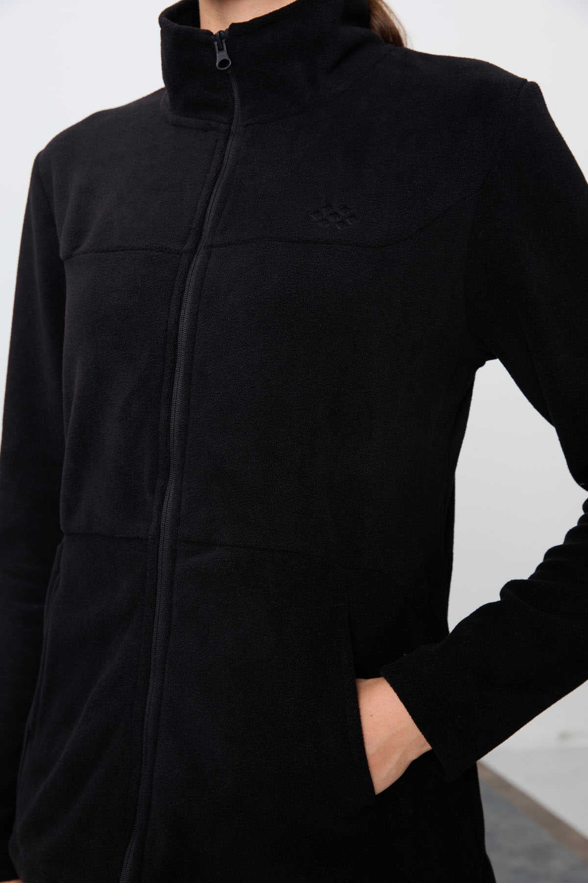 Tommylife Toptan Oversize Dik Yaka Klasik Paça Kadın Polar Eşofman Takımı 95339 Siyah