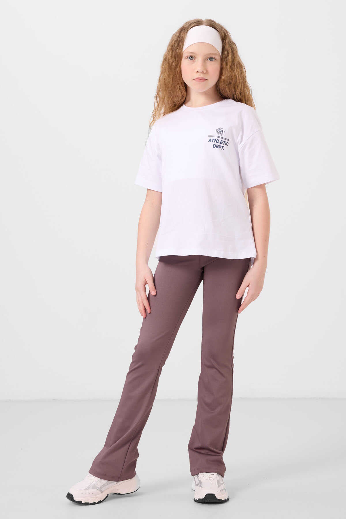 Tommylife Toptan Pamuklu O Yaka Oversize Fit Basic Kız Çocuk T Shirt 75178 Beyaz