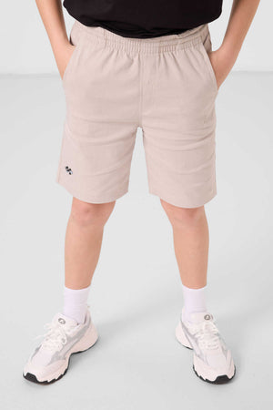 Tommylife Toptan Pamuklu Oversize Fit Dokuma Hafif Esnek Chino Erkek Çocuk Şort Takım 11277 Siyah-Taş