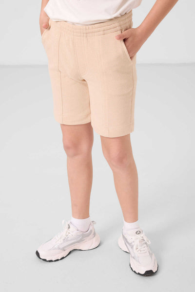 Tommylife Toptan Pamuklu Yumuşak Dokulu Standart Fit Basic Erkek Çocuk Şort 11289 Bej