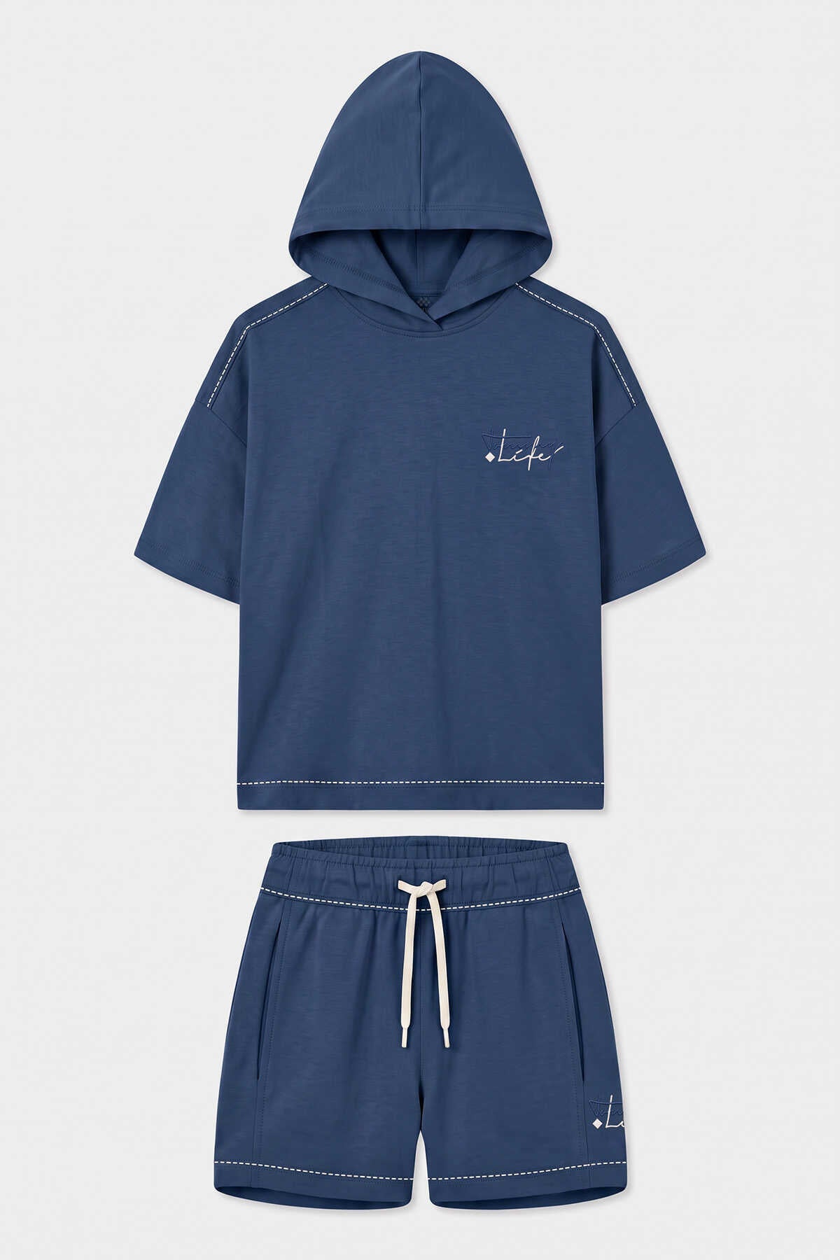 Set pantaloni scurți cu glugă Tommylife Wholesale Parliament și cusături pentru fete - 75185