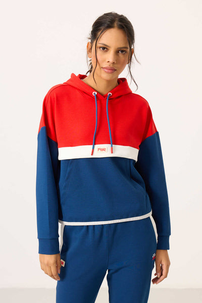 Tommylife Toptan Parliament Kapüşonlu Renk Bloklu Kadın Eşofman Takım - 95327