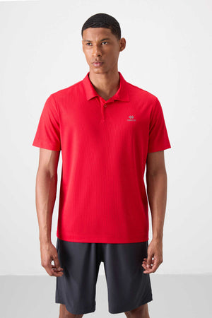 Tommylife Toptan Polo Yaka Standart Kalıp Aktif Spor Erkek T-Shirt 88252 Kırmızı