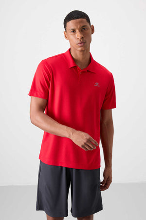 Tommylife Toptan Polo Yaka Standart Kalıp Aktif Spor Erkek T-Shirt 88252 Kırmızı