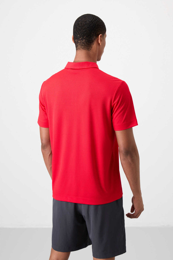 Tommylife Toptan Polo Yaka Standart Kalıp Aktif Spor Erkek T-Shirt 88252 Kırmızı
