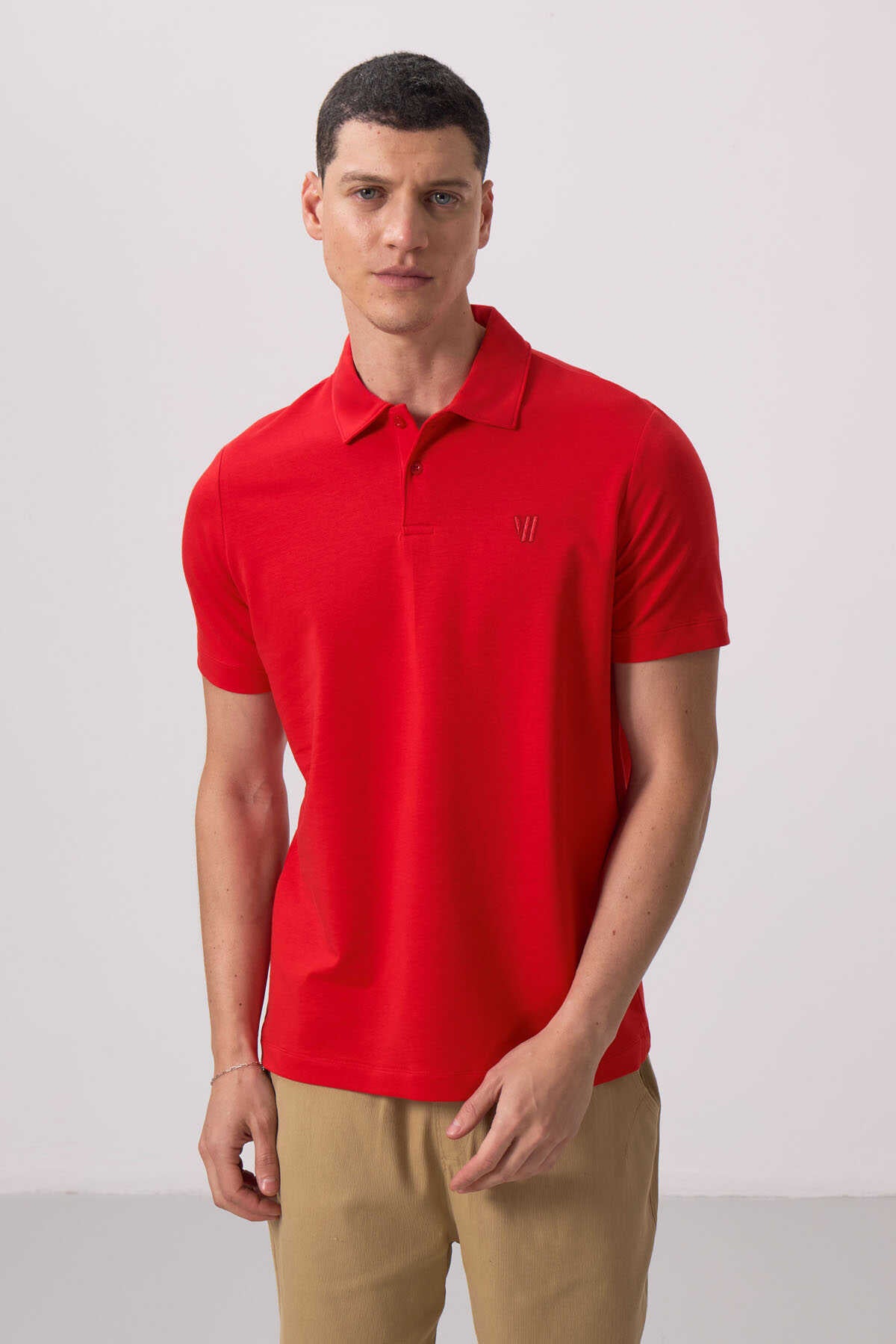 Tricou bărbătesc Tommylife Wholesale Polo Guler Standard Fit Basic 87768 Roșu