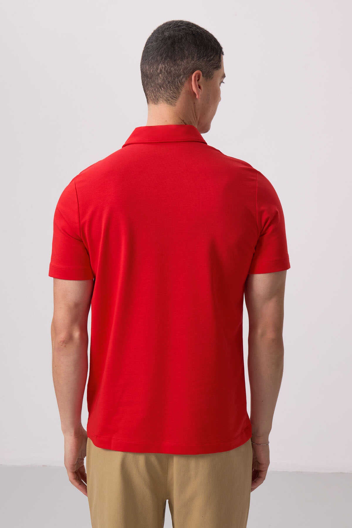 Tommylife Toptan Polo Yaka Standart Kalıp Basic Erkek T-Shirt 87768 Kırmızı