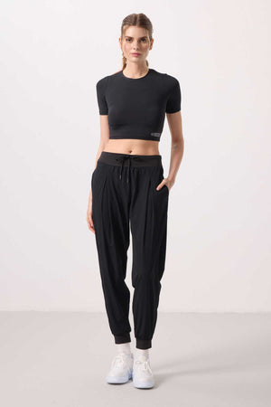 Tommylife Toptan Polyester Cepli Standart Kalıp Kadın Pantolon - 94677 Siyah