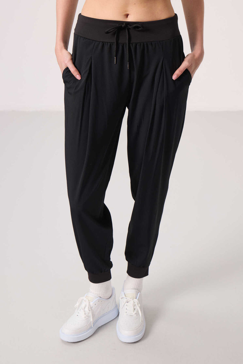 Tommylife Toptan Polyester Cepli Standart Kalıp Kadın Pantolon - 94677 Siyah
