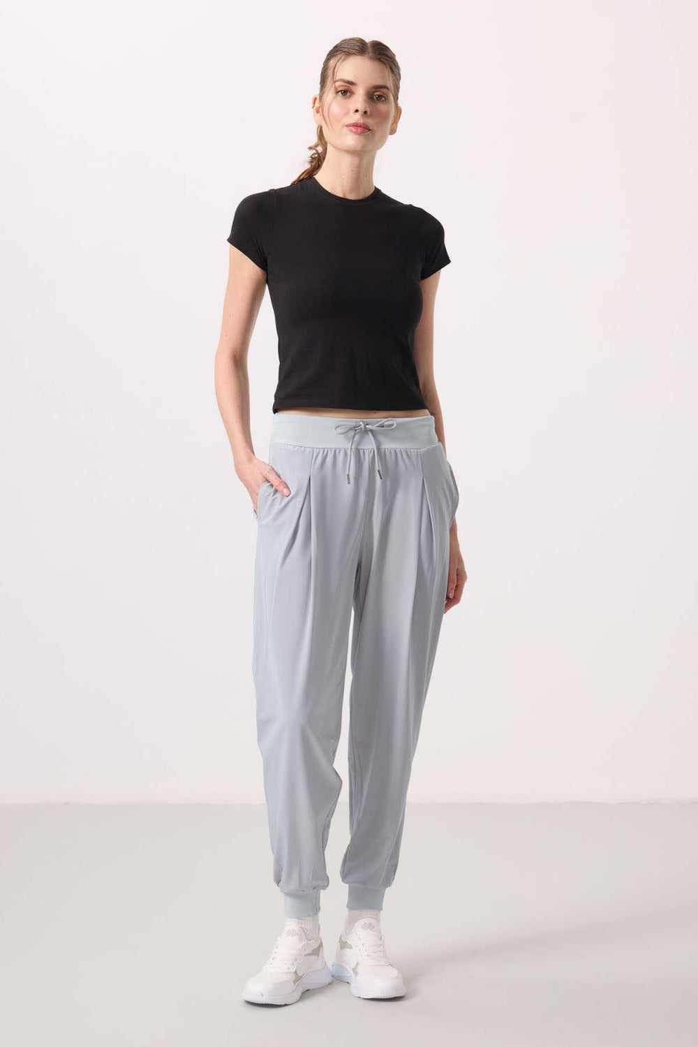 Tommylife Toptan Polyester Cepli Standart Kalıp Kadın Pantolon - 94677 Taş