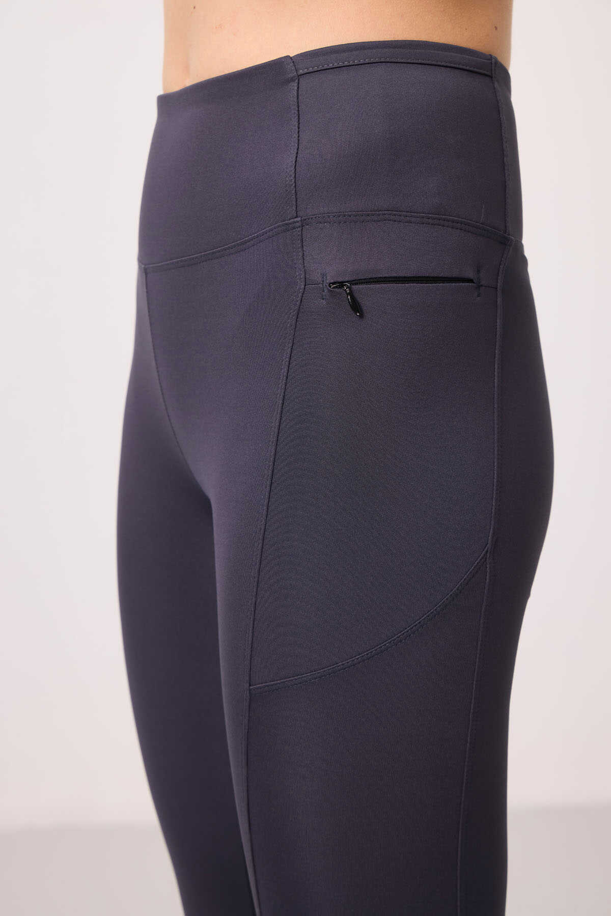 Tommylife Toptan Polyester Esnek Standart Fit Performans Kadın Tayt - 94667 Antrasit