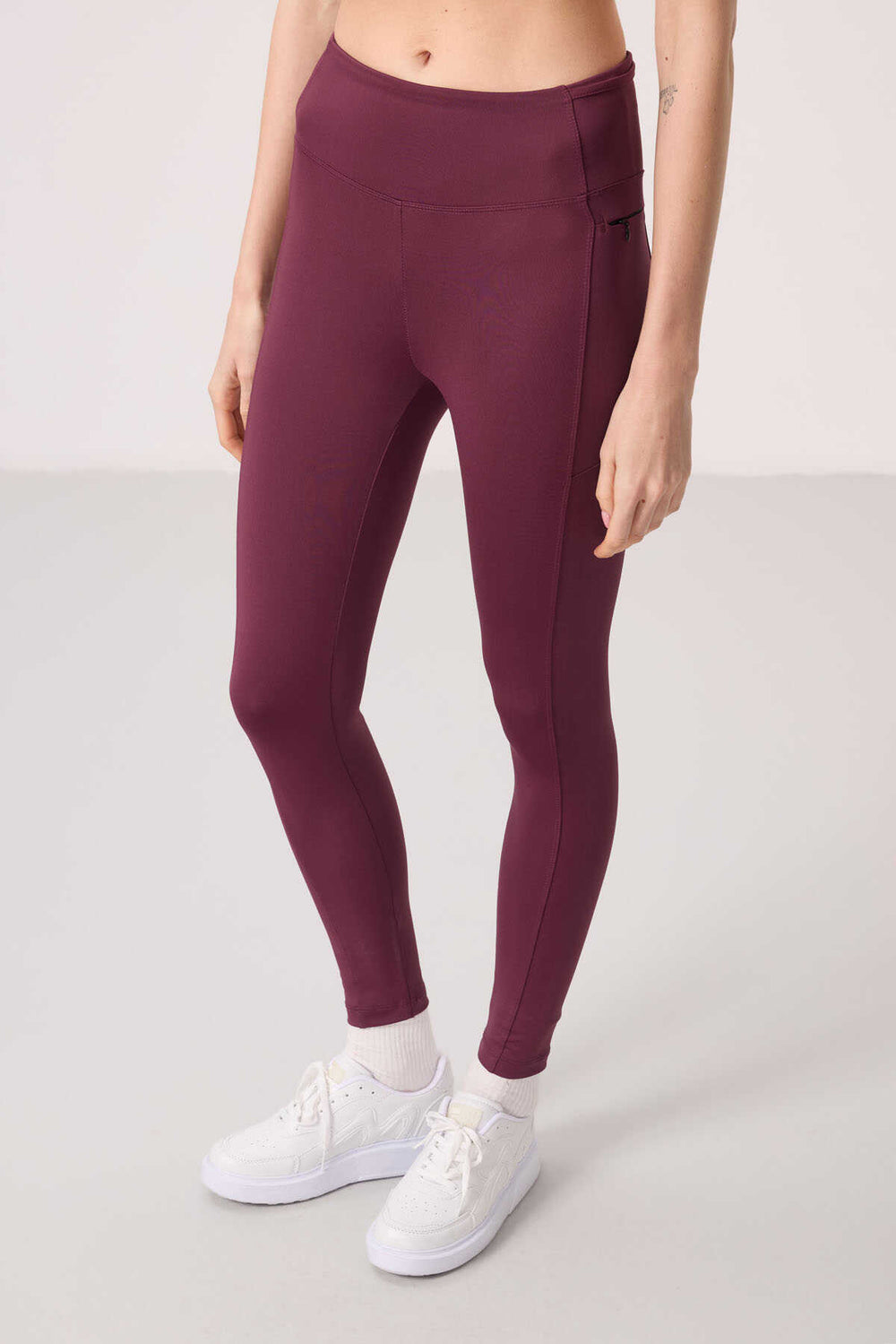 Tommylife Toptan Polyester Esnek Standart Fit Performans Kadın Tayt - 94667 Bordo