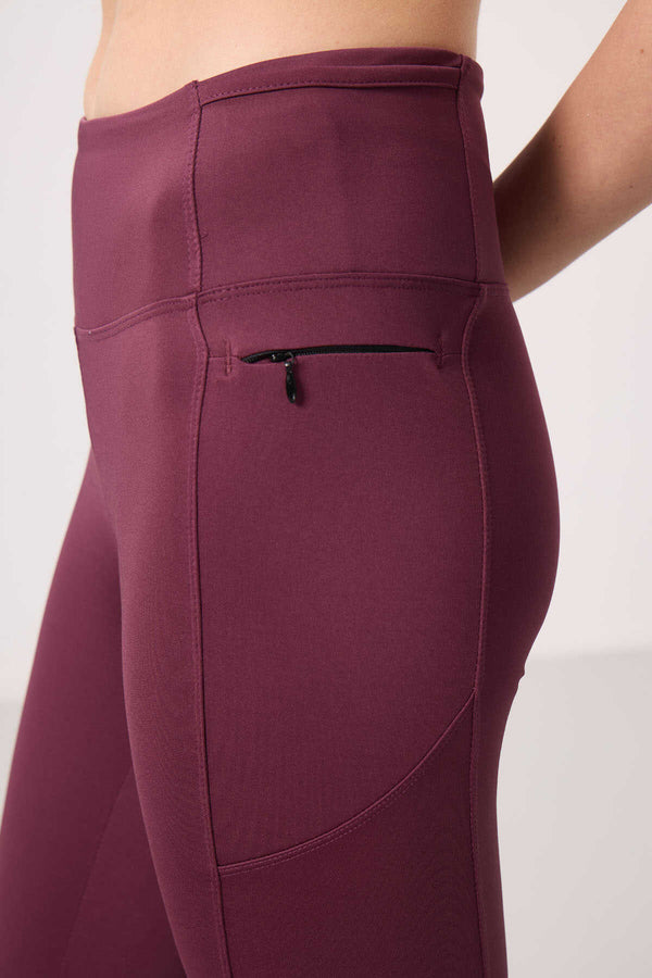Tommylife Toptan Polyester Esnek Standart Fit Performans Kadın Tayt - 94667 Bordo