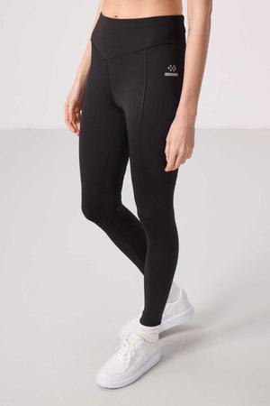 Tommylife Toptan Polyester Standart Fit Esnek Performans Kadın Tayt - 94666 Siyah