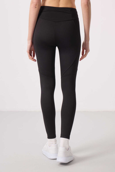 Tommylife Toptan Polyester Standart Fit Esnek Performans Kadın Tayt - 94666 Siyah
