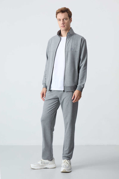 Tommylife Toptan Rahat Kalıp Basic Erkek Eşofman Takım 85260 Gri Melanj
