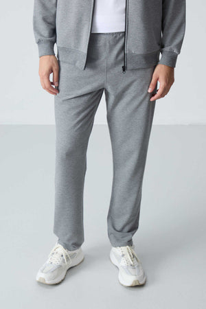 Tommylife Toptan Rahat Kalıp Basic Erkek Eşofman Takım 85260 Gri Melanj