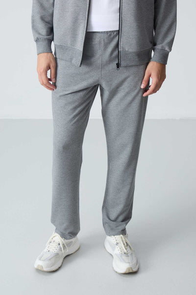 Tommylife Toptan Rahat Kalıp Basic Erkek Eşofman Takım 85260 Gri Melanj