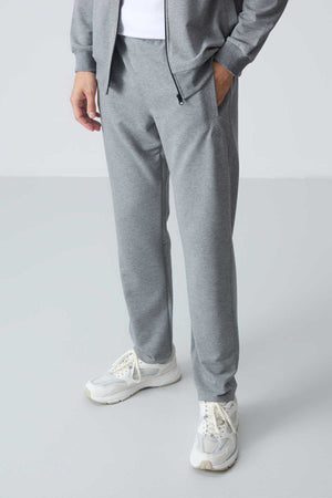 Tommylife Toptan Rahat Kalıp Basic Erkek Eşofman Takım 85260 Gri Melanj