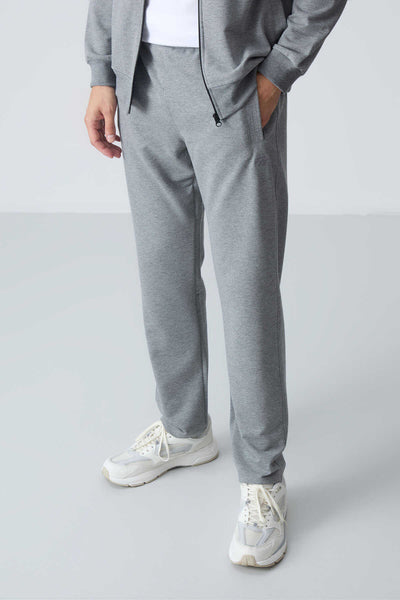 Tommylife Toptan Rahat Kalıp Basic Erkek Eşofman Takım 85260 Gri Melanj