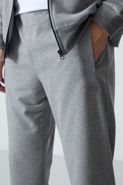 Tommylife Toptan Rahat Kalıp Basic Erkek Eşofman Takım 85260 Gri Melanj