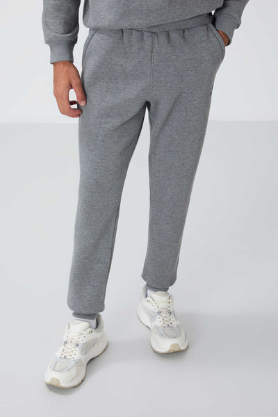 Tommylife Toptan Rahat Kalıp Basic Erkek Eşofman Takım 85265 Gri Melanj