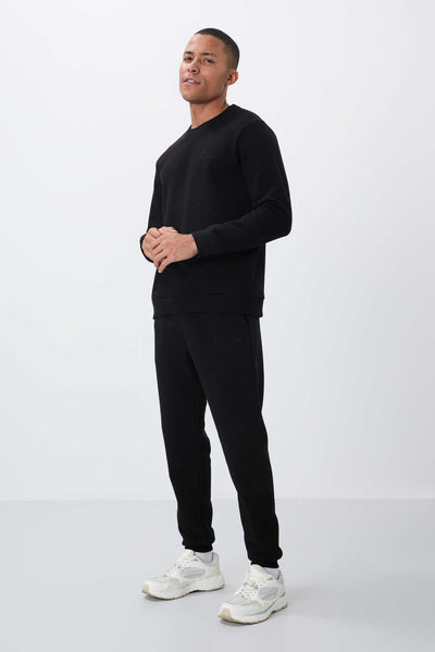 Tommylife Toptan Rahat Kalıp Basic Erkek Eşofman Takım 85265 Siyah