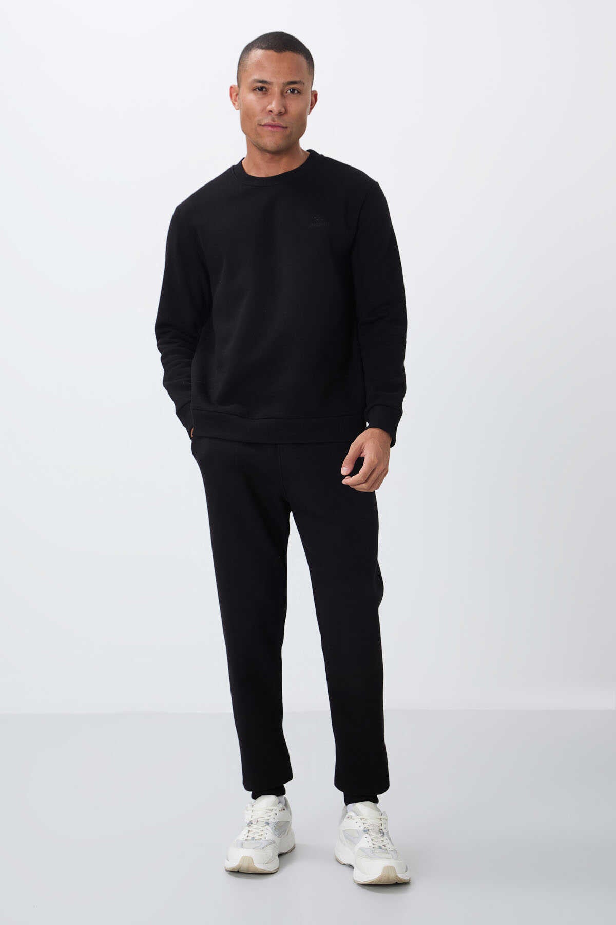Tommylife Toptan Rahat Kalıp Basic Erkek Eşofman Takım 85265 Siyah