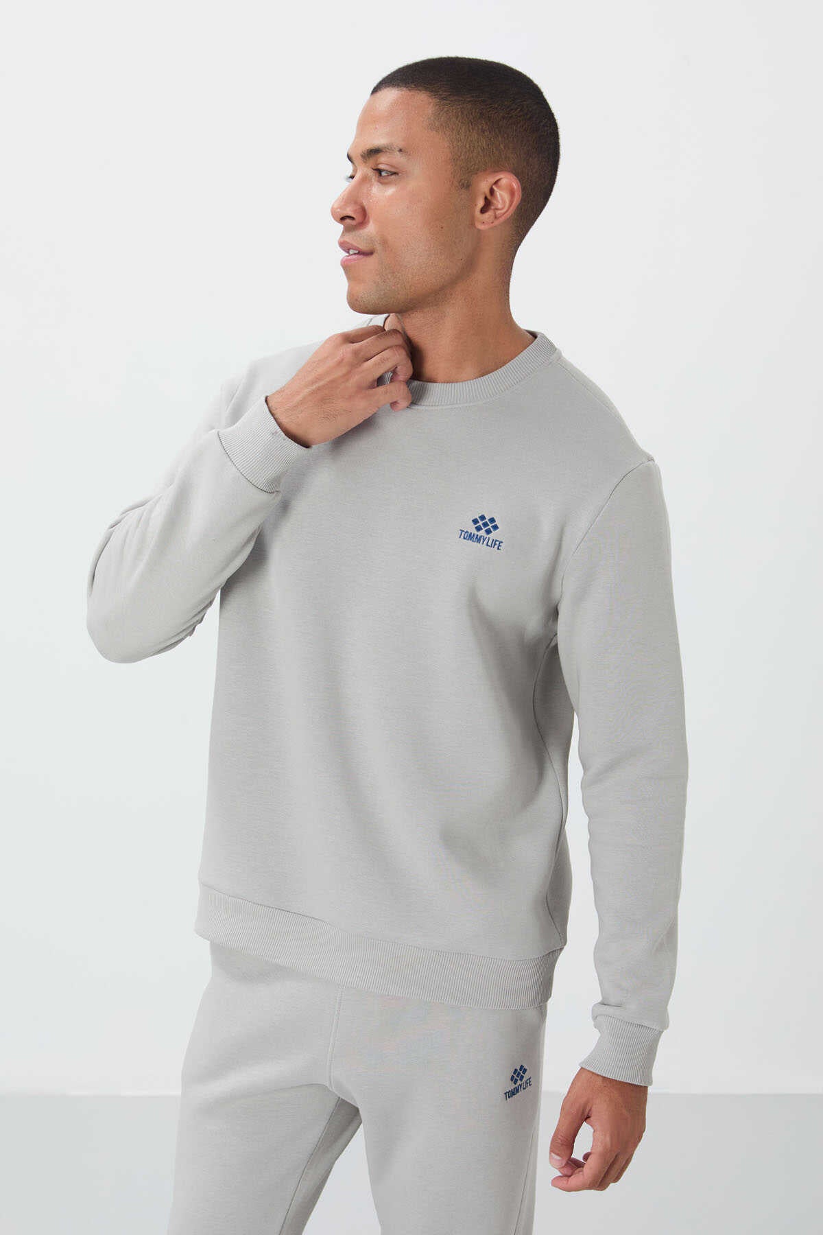 Tommylife Toptan Rahat Kalıp Basic Erkek Eşofman Takım 85265 Taş