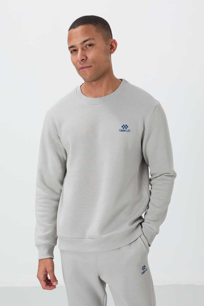 Tommylife Toptan Rahat Kalıp Basic Erkek Eşofman Takım 85265 Taş