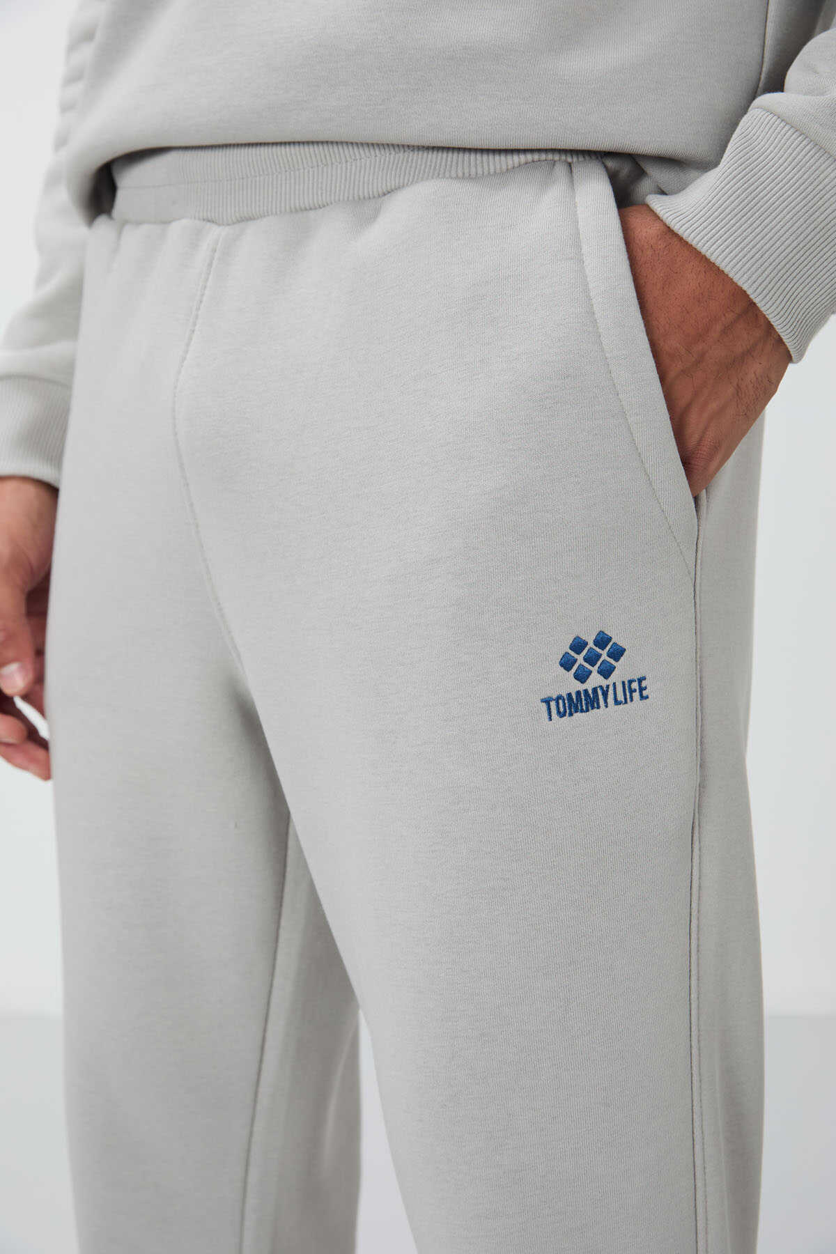 Tommylife Toptan Rahat Kalıp Basic Erkek Eşofman Takım 85265 Taş
