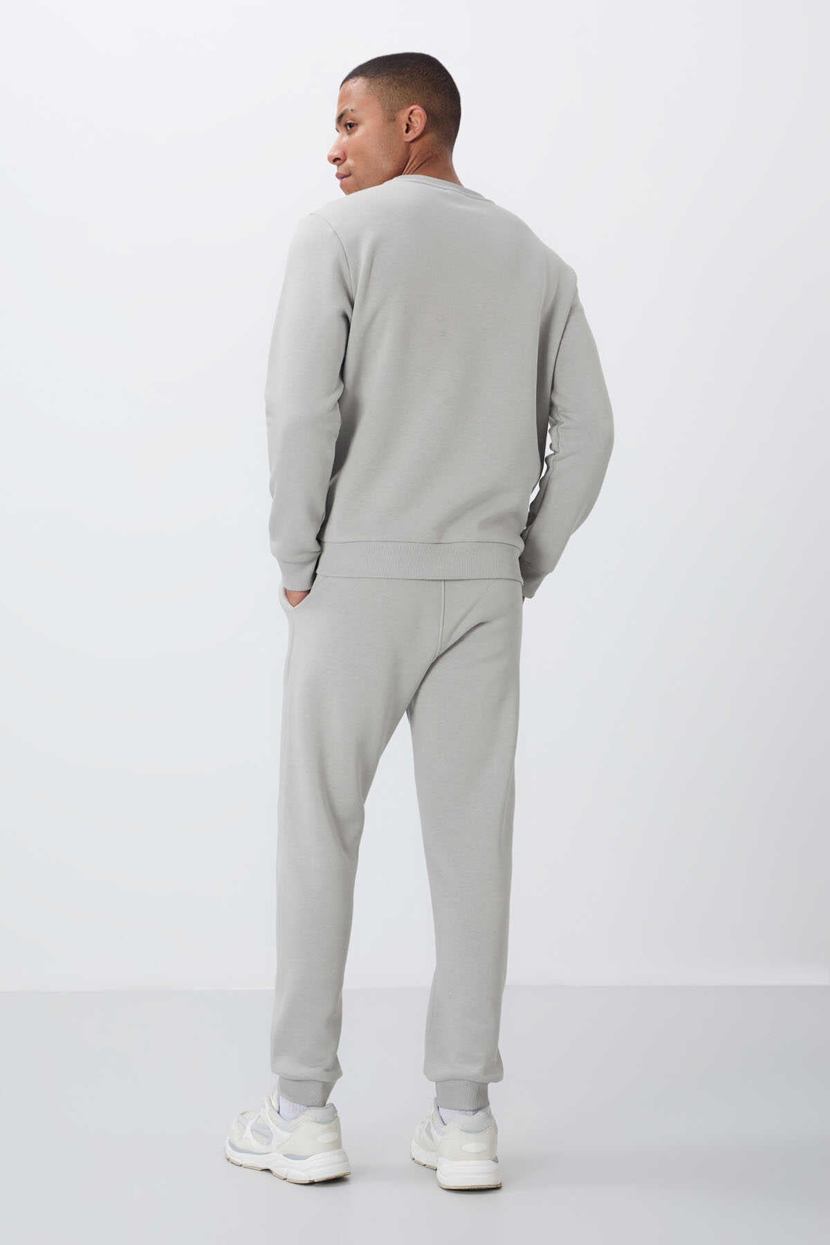 Tommylife Toptan Rahat Kalıp Basic Erkek Eşofman Takım 85265 Taş