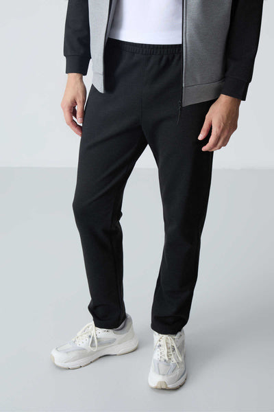 Tommylife Angro Confortabil Croit Guler Vertical Clasic Croit Bărbat Trening Complet 85113 Gri Melanj - Negru