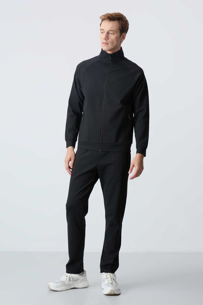 Tommylife Toptan Confort Fit Col Inalt Clasic Picior Barbati Trening Set 85113 Negru