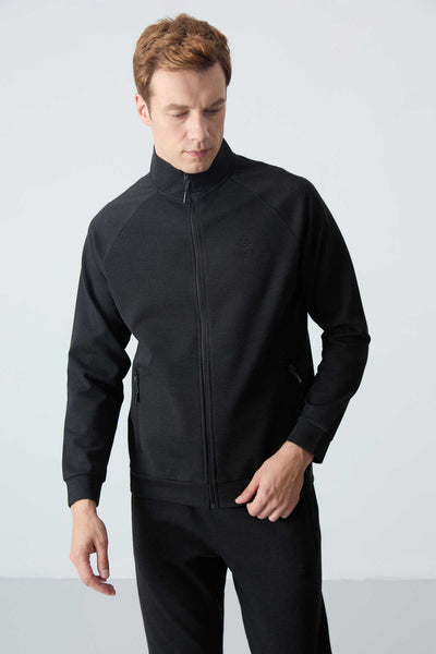 Tommylife Toptan Confort Fit Col Inalt Clasic Picior Barbati Trening Set 85113 Negru