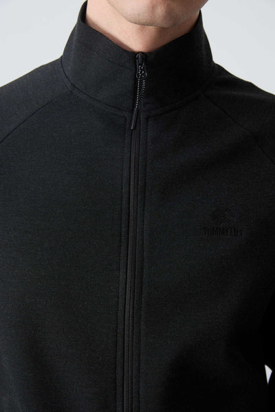 Tommylife Toptan Confort Fit Col Inalt Clasic Picior Barbati Trening Set 85113 Negru