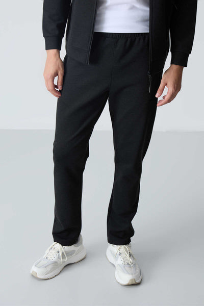Tommylife Toptan Confort Fit Col Inalt Clasic Picior Barbati Trening Set 85113 Negru