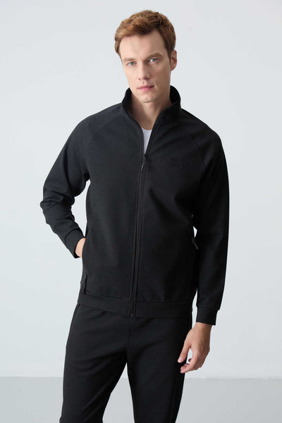 Tommylife Toptan Confort Fit Col Inalt Clasic Picior Barbati Trening Set 85113 Negru