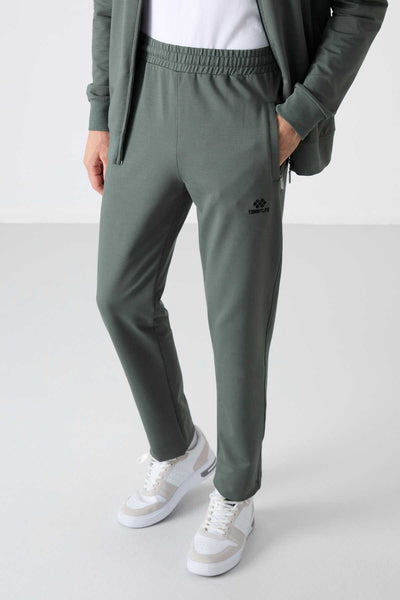 Tommylife Toptan Rahat Kalıp Fermuarlı Sweat Erkek Eşofman Takım 85072 Haki