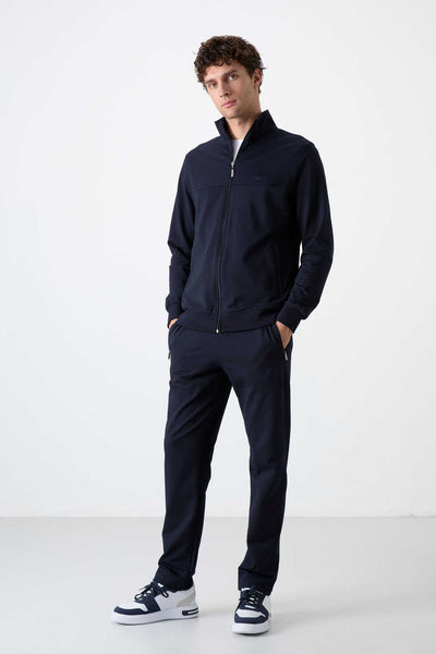 Tommylife Toptan Rahat Kalıp Fermuarlı Sweat Erkek Eşofman Takım 85072 Lacivert