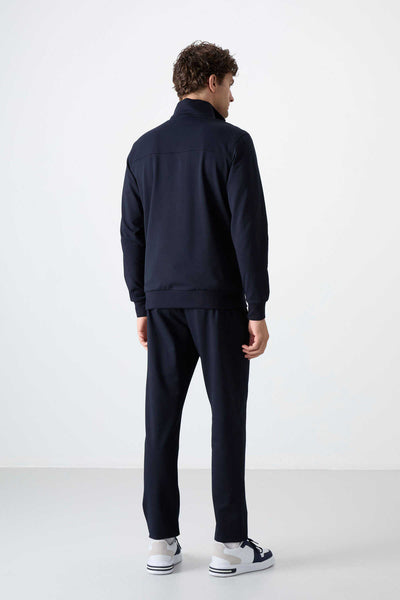Tommylife Toptan Rahat Kalıp Fermuarlı Sweat Erkek Eşofman Takım 85072 Lacivert