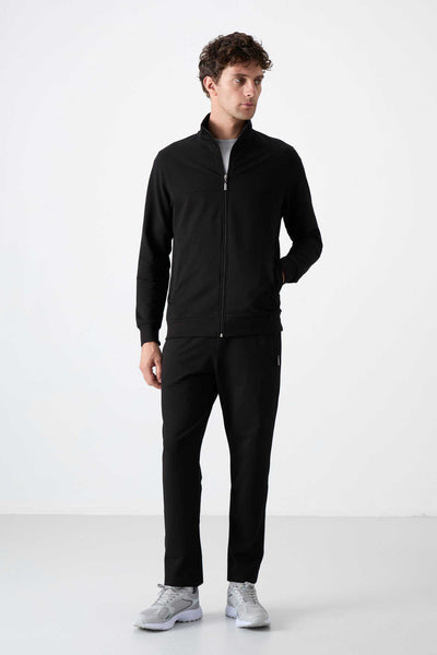 Tommylife Wholesale Trening cu fermoar și croială relaxată pentru bărbați 85072 Negru