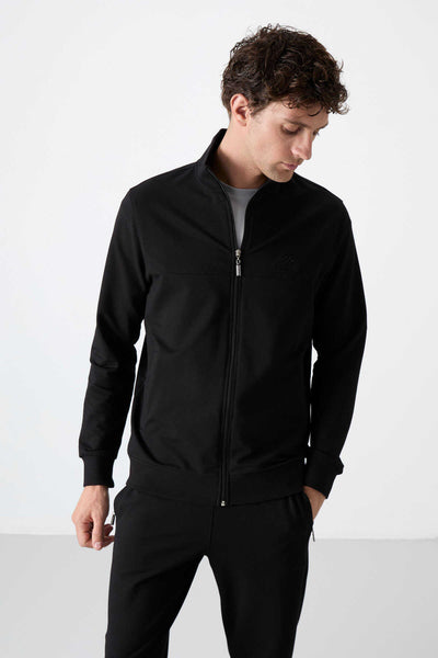 Tommylife Wholesale Trening cu fermoar și croială relaxată pentru bărbați 85072 Negru