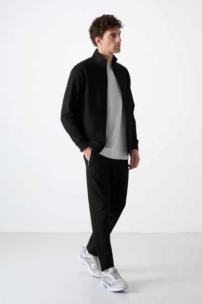Tommylife Wholesale Trening cu fermoar și croială relaxată pentru bărbați 85072 Negru