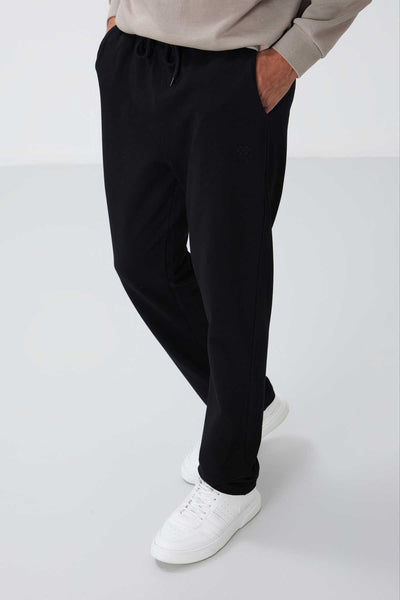 Pantaloni de trening negri pentru bărbați, cu croială standard și șnur, cu buzunare, Tommylife Wholesale - 84682
