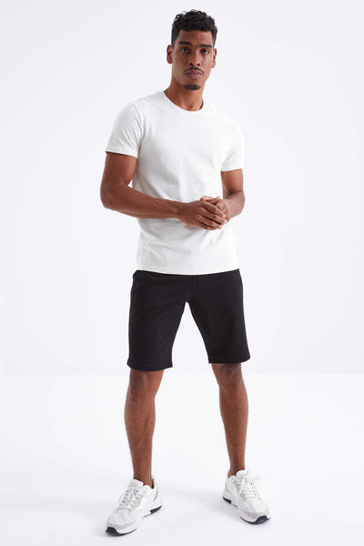 Tommylife Wholesale Black Lace-Up Standard Fit Basic Men's Shorts - 81212