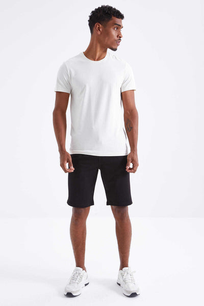 Tommylife Toptan Siyah Bağcıklı Standart Kalıp Basic Erkek Şort - 81212