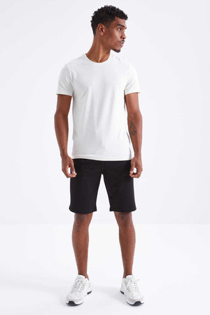 Tommylife Toptan Siyah Bağcıklı Standart Kalıp Basic Erkek Şort - 81212